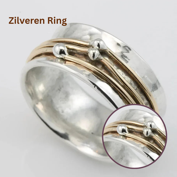 Vintage Gouden Gecoate Zilveren Ring