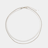Dames Layered Ketting | Goudkleurig | Dubbele Visgraat & Gedraaide Schakel