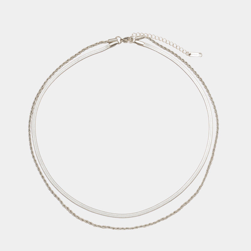 Dames Layered Ketting | Goudkleurig | Dubbele Visgraat & Gedraaide Schakel