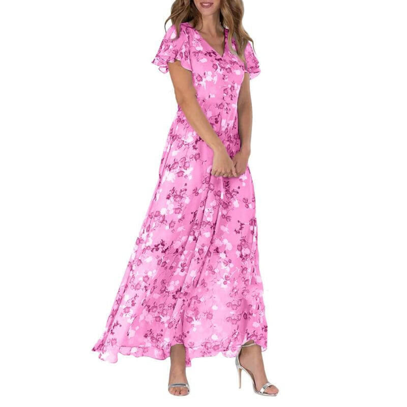Dames zomer formele bloemrijke bruidsgastjurk | Maxi