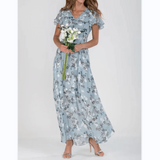 Dames zomer formele bloemrijke bruidsgastjurk | Maxi