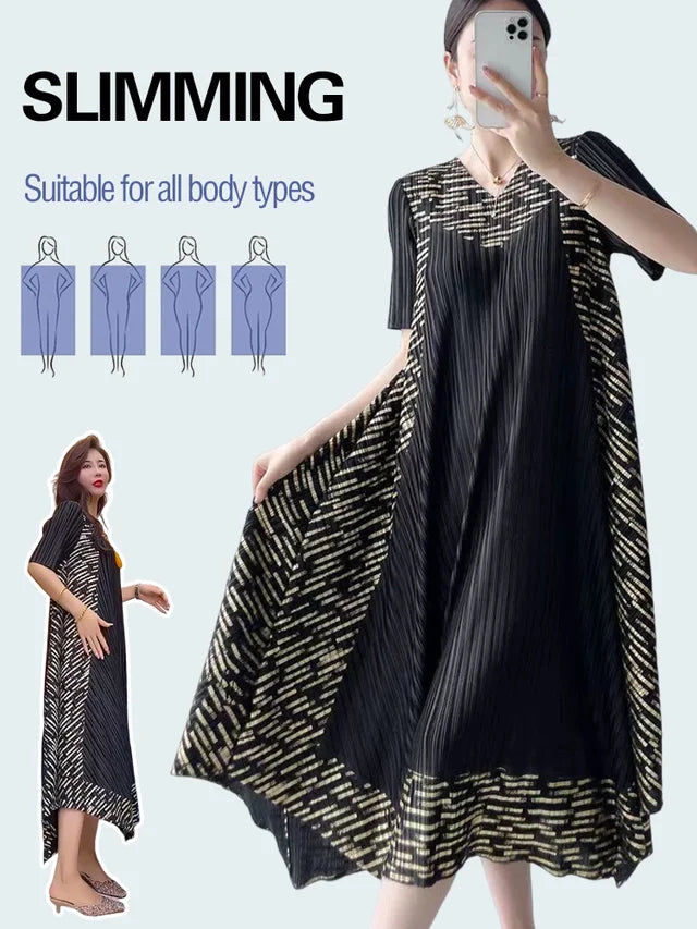 Anna™ Vintage Geplooide Jurk