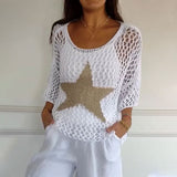 Kayla™ Gehaakte Gebreide Mesh Blouse