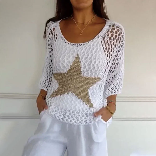 Kayla™ Gehaakte Gebreide Mesh Blouse