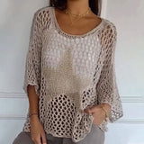 Kayla™ Gehaakte Gebreide Mesh Blouse