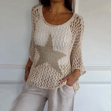 Kayla™ Gehaakte Gebreide Mesh Blouse