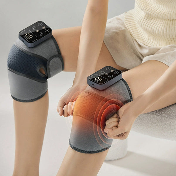 Kniebrace met Warmte en Massage | Verstelbare Pasvorm | USB-Voeding
