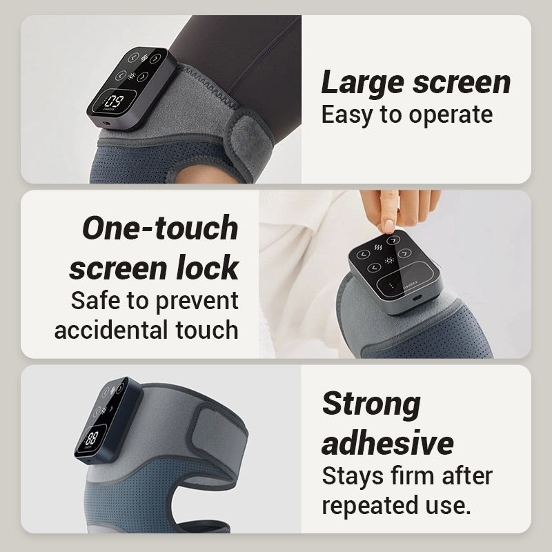 Kniebrace met Warmte en Massage | Verstelbare Pasvorm | USB-Voeding