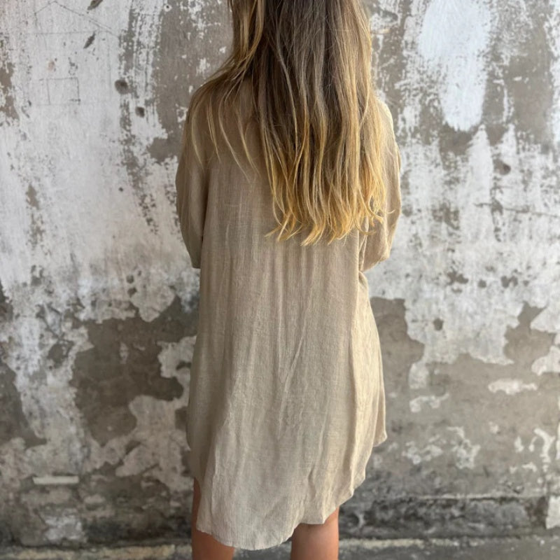 Nadine™ Set Van Shirt Met Lange Mouwen en Shorts
