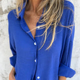 Nadine™ Set Van Shirt Met Lange Mouwen en Shorts
