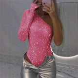 Audrey™ Eén-Schouder Pailletten Bodysuit