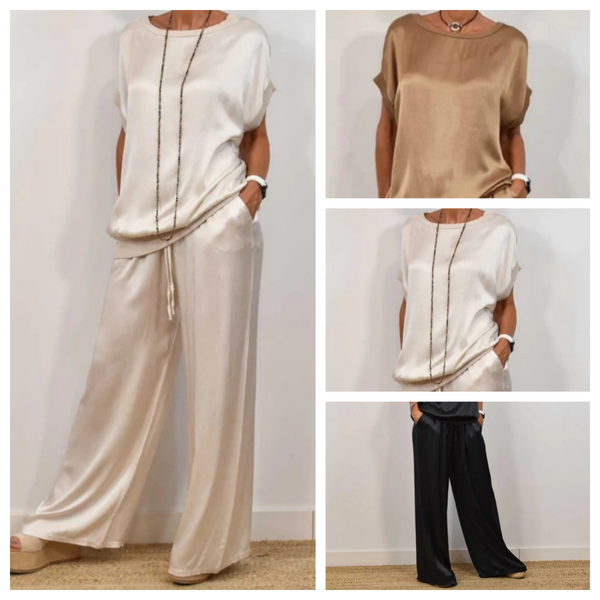 Doris™ Satijnen Blouse en Broek Set