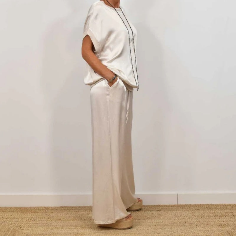 Doris™ Satijnen Blouse en Broek Set