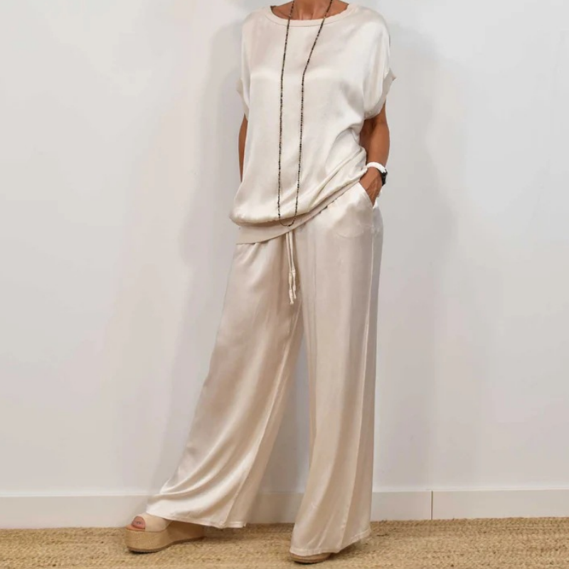 Doris™ Satijnen Blouse en Broek Set