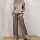 Doris™ Satijnen Blouse en Broek Set