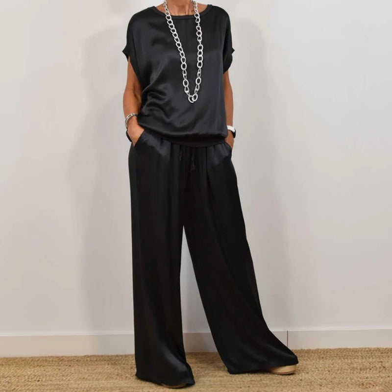 Doris™ Satijnen Blouse en Broek Set