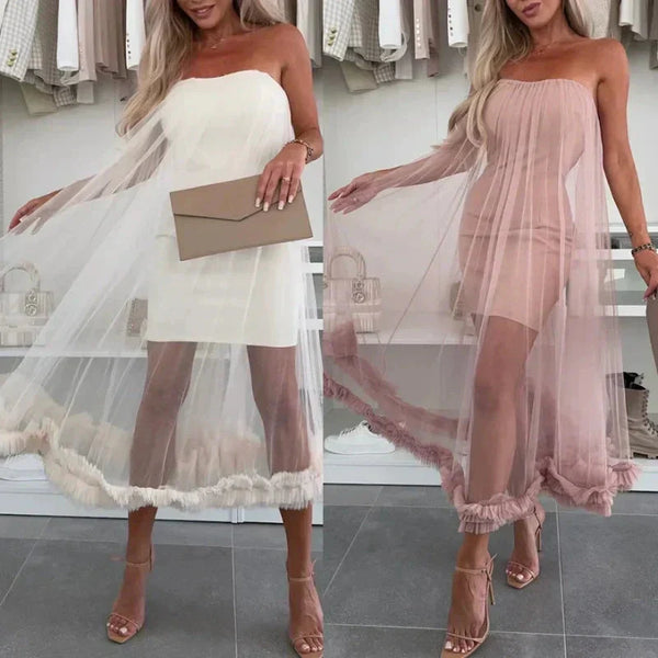 Karina™ Strapless Jurk met Tule Lagen