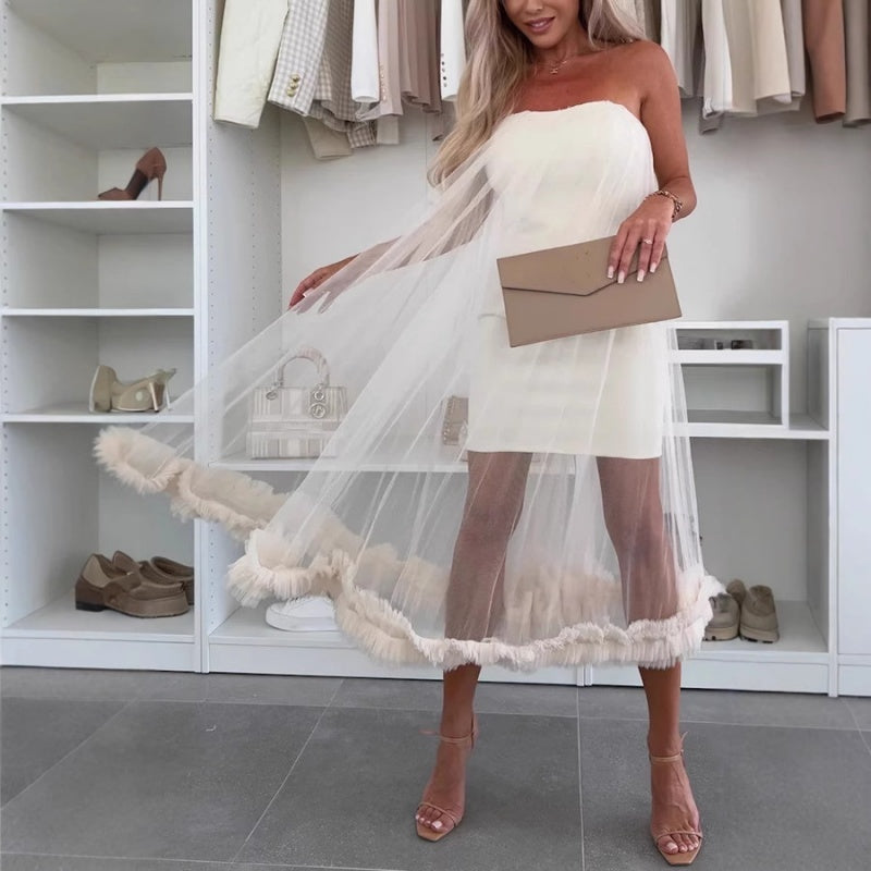 Karina™ Strapless Jurk met Tule Lagen