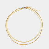 Dames Layered Ketting | Goudkleurig | Dubbele Visgraat & Gedraaide Schakel