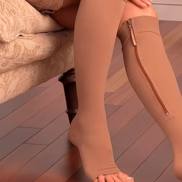 Compressiesokken met Ritssluiting | Extra Gemak | Bevordert Bloedcirculatie | Nylon & Elasthaan